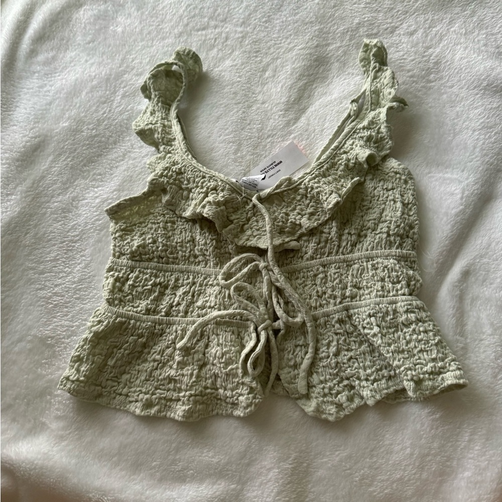 RSQ Light Green Ruffled Tank Top